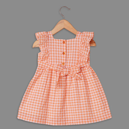KOPA Checked Seersucker Dress with Embroidery