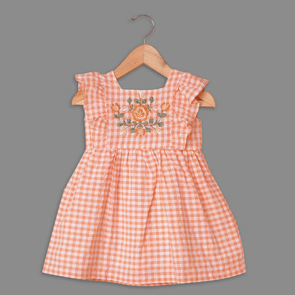 KOPA Checked Seersucker Dress with Embroidery