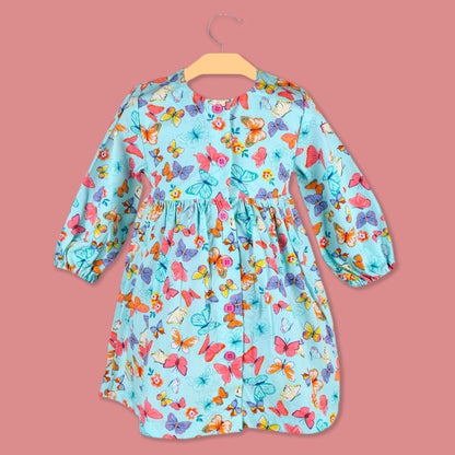 KOPA Butterfly Print Full Sleeve Dress