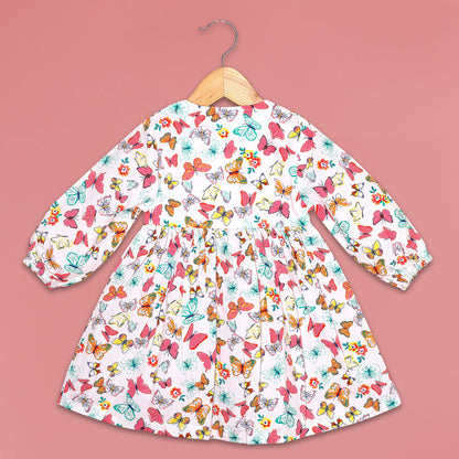 KOPA Butterfly Print Full Sleeve Dress