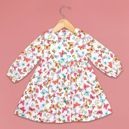 KOPA Butterfly Print Full Sleeve Dress