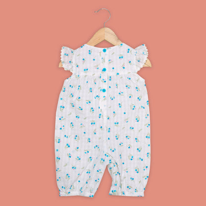 KOPA Seersucker Floral Leafy Cotton Romper