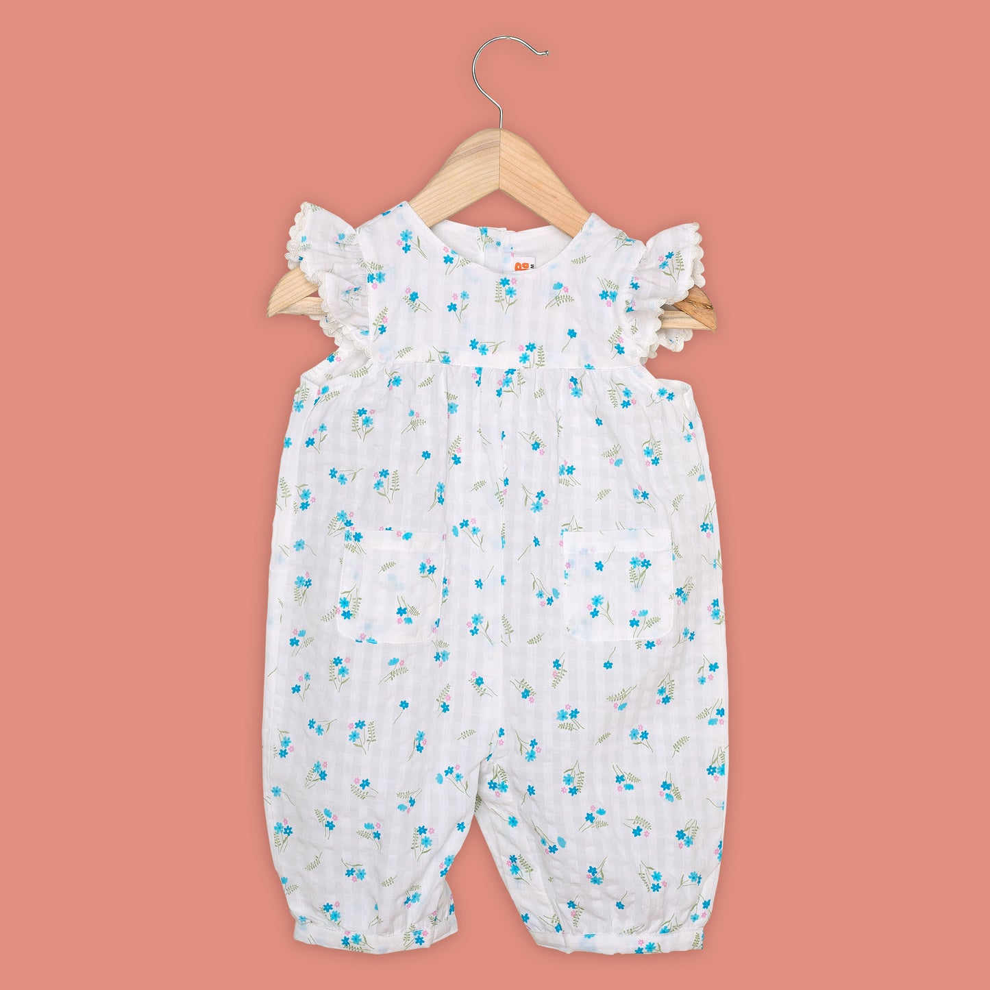 KOPA Seersucker Floral Leafy Cotton Romper