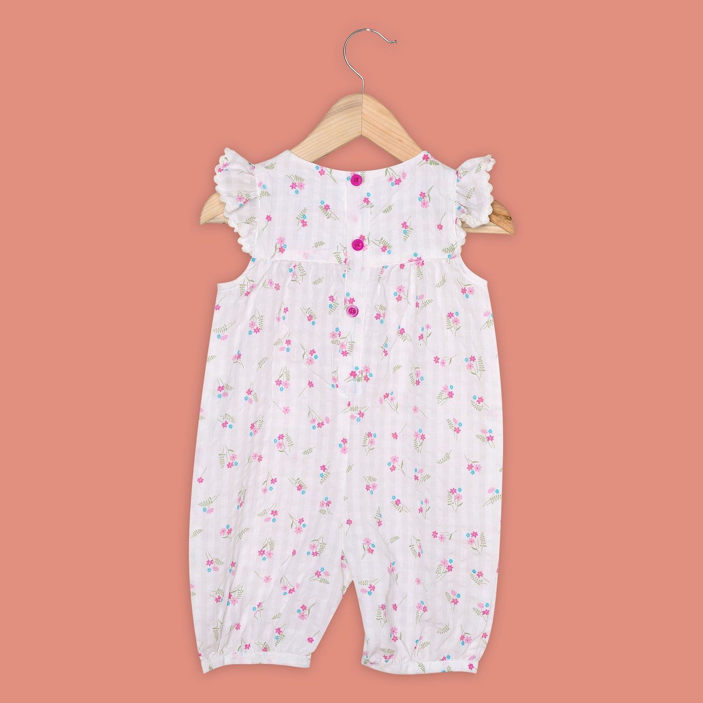 KOPA Seersucker Floral Leafy Cotton Romper