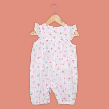 KOPA Seersucker Floral Leafy Cotton Romper