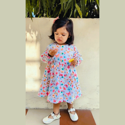 KOPA Butterfly Print Full Sleeve Dress